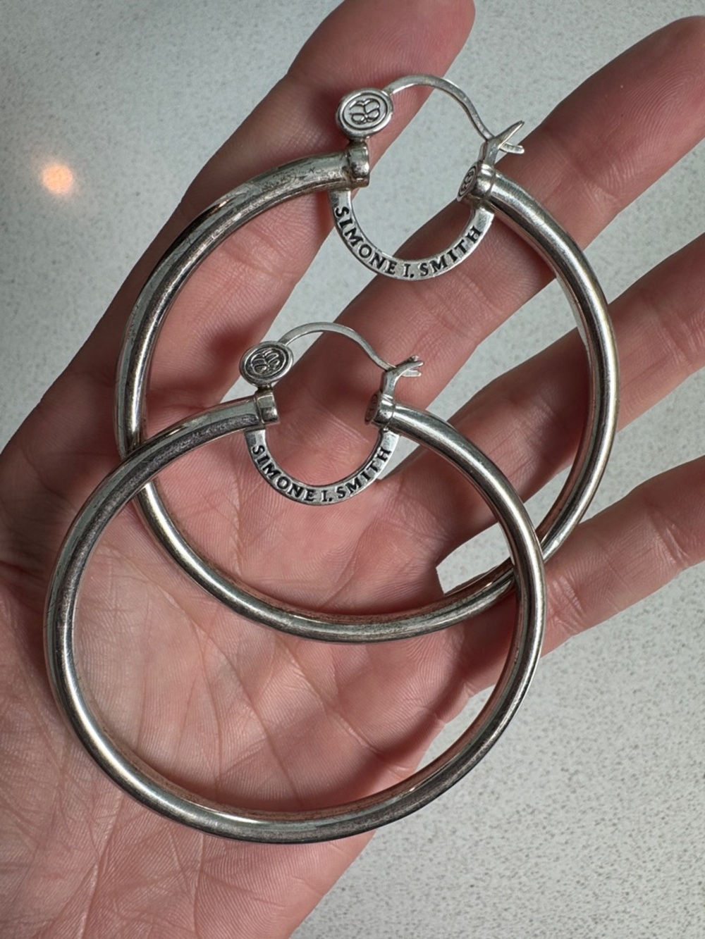Simone L Smith Silver Hoop Earrings